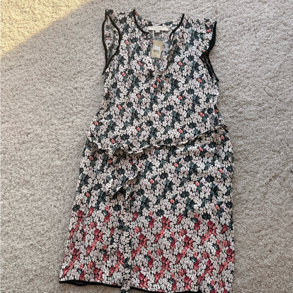 LOFT | Belted waist floral print mini dress sleeveless Size MP - Picture 9 of 10